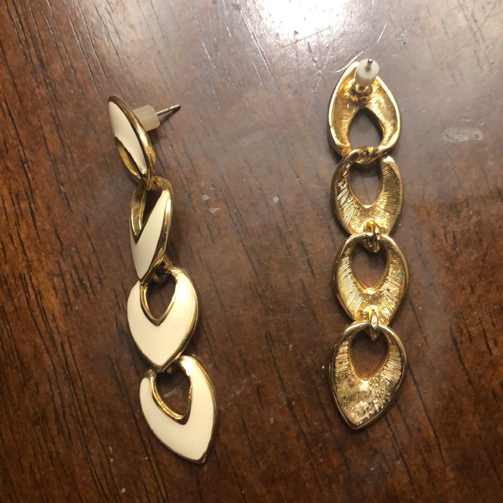 Vintage gold tone and enamel earrings